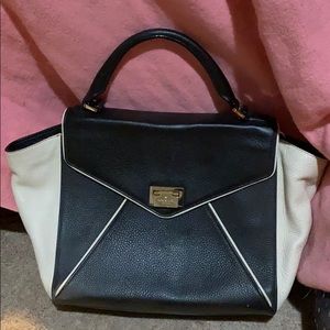 Kate Spade black and beige flap top handle bag